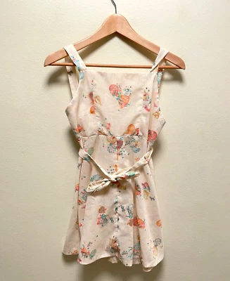 Vestido Delantal Vintage Hecho a Mano Niñas Talla Grande Holly Hobbie Estampado Boho Años 70 Foto 1 de 4