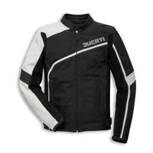 Chaqueta de cuero blanco y negro para carreras de motocicletas Ducati, chaqueta aprobada por la CE Ducati - Imagen 1 de 4