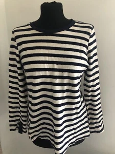 Dickins &Jones Est.1856 Size M Quality Classic Long Sleeve Navy/Off White Top❤️ - Picture 1 of 8