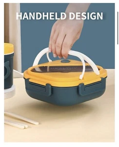 1300ml Bento Lunch Box, Foldable, Handle, Keep Fresh - Picture 1 of 7