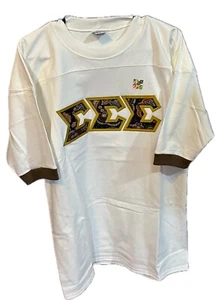 Camisa Jersey Sigma Sigma Tri-Sigma Sorority-Talla Mediana-¡Nueva! - Imagen 1 de 3