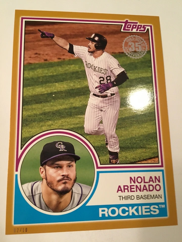 2018 Topps 1983 Parallel 5x7 Jumbo Nolan Arenado Rockies 58 /10 Gold - Image 1 of 1
