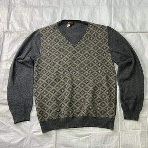 MONCLER Mens Sweater Cashmere Blend Gray Geometric Pattern Size Large - Picture 1 of 9