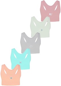 5 Mädchen Bustier Baumwolle Strass & Glitzer Sport BH Kinder Unterwäsche 128-170