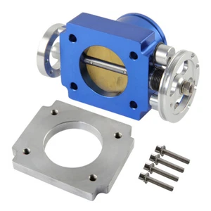 60mm Universal Aluminum Throttle Body VQ35TPS Intake Manifold Billet Blue - Picture 1 of 10