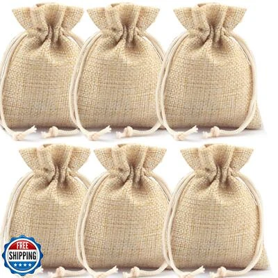 ZISUEX 50pcs Small Burlap Bags, 4 x 6 Inch Linen Bags with Drawstring for DIY - Image 1 of 4
