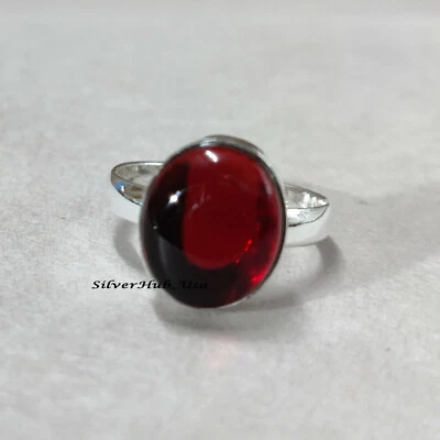 Red Garnet Gemstone 925 Sterling Silver Father's Day Ring Jewelry All Size EC-37 - Image 1 of 4