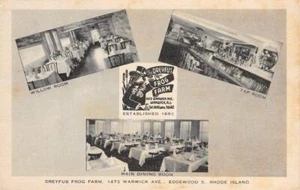 DREYFUS FROG FARM Bar Restaurant WARWICK Rhode Island '40s RARE Vintage Postcard - Picture 1 of 2