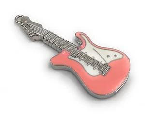 Gitarre Musikinstrument Elektrogitarre silber pink rosa Glitzer Strass Funny USB - Picture 1 of 26