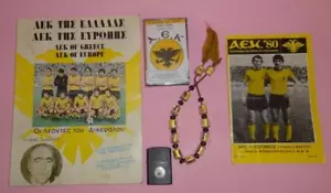 LOTE DE COLECCIÓN DE FÚTBOL GRIEGO AEK FÚTBOL FÚTBOL FÚTBOLx5 REVISTA DE JUEGOS ENCENDEDOR DE AUDIO DÉCADA DE 1980 - Imagen 1 de 12