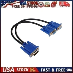 VGA Monitor Y-Splitter Cable, VGA 1 Male to Dual 2 VGA Female Adapter Converter - Picture 1 of 13