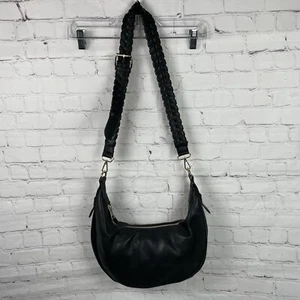 Jules Kae Zola Black Vegan Leather Half Moon Shape Crossbody Bag Purse - Picture 1 of 11