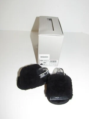 NEW UGG Black I Fluff Yeah Slides Shoes 10985771 Baby Infant Girls Size 2/3 - Image 1 of 4