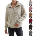 Womens Fuzzy Sweatshirt Zipper Fleece Hoodie Pullover Sherpa Sweater Fluffy Coat