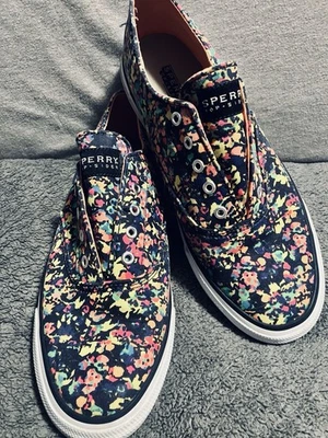 Zapatos de barco Sperry Top-Sider para mujer talla 7,5 M Cameron con estampado de neón sin cordones de lona Foto 1 de 4