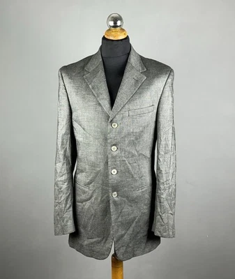 Blazer Vintage VERSUS GIANNI VERSACE Gris Lino Viscosa Plata Botón Talla IT 52 Foto 1 de 4