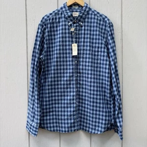 J. Crew - Camisa Guinga Azul - Hombres L - 17 x 37.5 - 2 Capas 100% Algodón - Delgada - NUEVA CON ETIQUETAS - Imagen 1 de 13