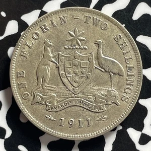 1911 Australia 1 Florin Lot#JM0037 Silver! Better Date - Picture 1 of 2