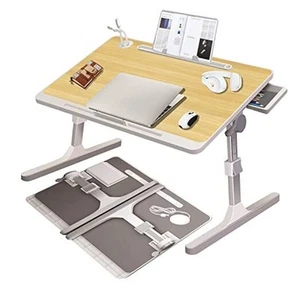 Lap Desk for Laptop, Adjustable Laptop Stand for Bed With USB Charge Port, Wood - Afbeelding 1 van 7