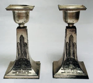 1933-34 Chicago World Fair Candle Stick Holders Hall Of Science-Federal Building - Picture 1 of 9