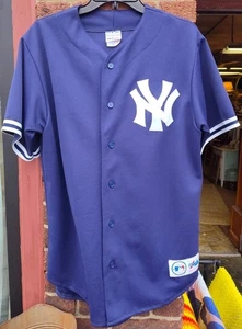 VINTAGE Majestic New York NY Yankees Baseball Jersey Mens Medium M Blue 90s - Picture 1 of 4