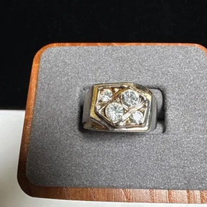 Men's 14K Gold Heavy-Electro-Plated, CZs Size 7.0. 8.10 grams. Non Magnetic - Photo 1/11