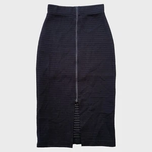 Alice McCall Pencil Skirt 8 Black Front Zip Eyelet High Waist Lined Midi Stretch - Picture 1 of 6