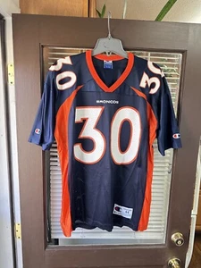 Vintage CHAMPION Denver Broncos #30 Terrell Davis CLEAN NFL Football Jersey 44 - Picture 1 of 5