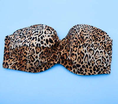 Victorias Secret 38D Leopard Underwired Bandeau Bikini Top Strapless Swimwear VS - Imagem 1 de 4
