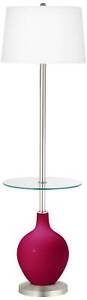 French Burgundy Ovo Tray Table Floor Lamp