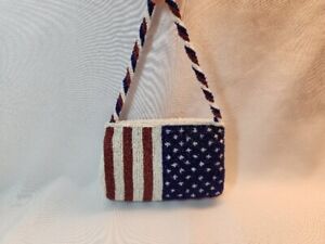 Beaded American Flag Handbag, Red, White & Blue, Patriotic Purse