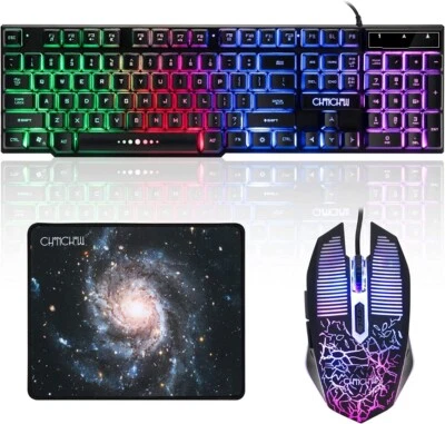 Jugeo De Teclado Y Mouse Gamer Mecanico Para Gaming Multicolor LED Raton Blanco - Image 1 of 4