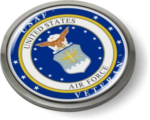 U.S. AIR FORCE, USAF VETERAN Domed Emblem Badge Car Sticker Chrome ROUND Bezel - Bild 1 von 17