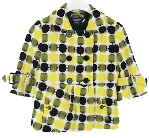 Tommy Hilfiger Denim Coat Women Small Wool Blend Dotted Double Breasted - Picture 1 of 8