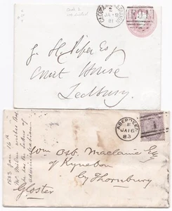 1881/3 GLOUCESTER STATION DUPLEX & ARRIVAL TIMBRO POSTALE EX ABERDEEN COPRE FERROVIA - Foto 1 di 2