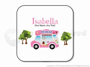 Personalised Gift Ice Cream Van Coaster Cone Scoop Driver Vendor Truck Square #2 - Picture 1 of 3