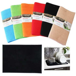 1 Microfiber Dish Drying Mat Towel 12"X18" Kitchen Home Dishes Drainer Absorbent - Picture 1 of 1