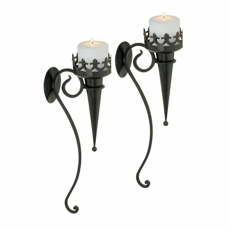 Lex Landhausstil Wandkerzenhalter - Schwarz, 2 Stück