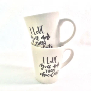MODERN GOURMET SET 2 COFFEE TEA MUGS I LOVE YOU MORE THAN CHOCOLATE 12-14 OZ - Picture 1 of 12