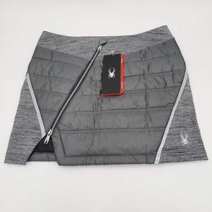 Neu mit Etikett Spyder Solitude Damen-Minirock Größe 4 grau isoliert durchgehender Reißverschluss gesteppt - Bild 1 von 19