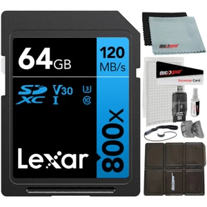 Lexar 64GB High-Performance 800x UHS-I SDXC Memory Card BLUE with Reader Bundle - Picture 1 of 8