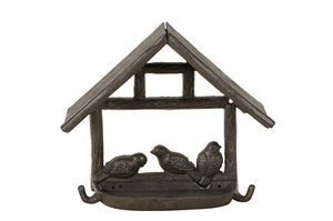 Comedor casa para pájaros dispensador de alimento pared pájaro hierro fundido decoración jardín  - Imagen 1 de 1
