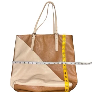 Michelle Vale Beige Tan Color block  Shoulder Bag Purse Good condition - Picture 1 of 4