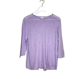 J. Jill Light Purple Cotton-Linen Lightweight 3/4 Sleeve Pullover Sweater Size L