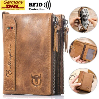 RFID Geldbörse echt Leder Herren Geldbeutel Portemonnaie Portmonee Kartenfächer