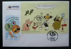 Argentina Germany FIFA World Cup 2006 Football Games Cartoons Dog Pig Bird (FDC) - Picture 1 of 5