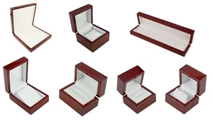 Luxury Rosewood Wooden Display Boxes Ring Earring Pendant Bracelet Necklace Box - Picture 1 of 30