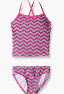 Kanu Surf Girls Two Piece Swimsuit Multicolor Crossed Back Size 14 00902 - Picture 1 of 2