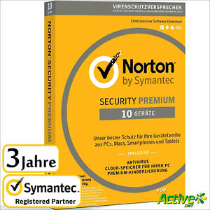 NORTON Security Premium 2022 10 Geräte 3 Jahre | DE-Lizenz | Kein ABO