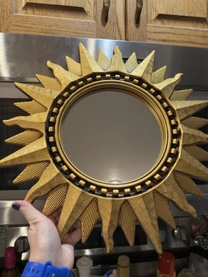 ☀️Vintage 1993 Gold Sunburst Wall Mirror, Sun Mirror, Starburst  17" - Image 1 of 4